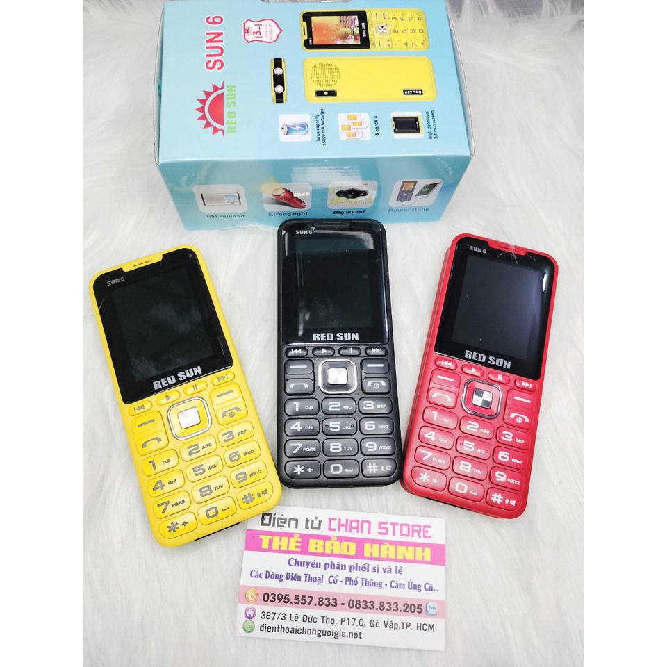 Điện thoại 4 sim 4 sóng red sun 6 giả giọng nói loa to giá rẻ pin khủng cho người già