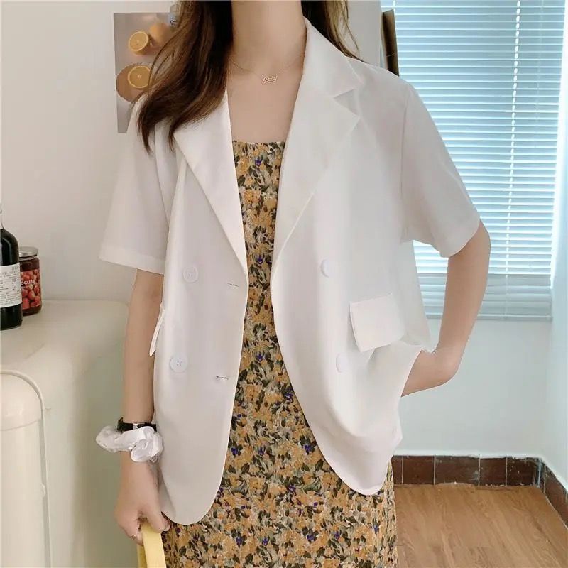 Aki-blazer women Korean style loose leisure suit jacket short sleeve WOMEN'S fashion jackets 2022 trend new arrival summer blazers | BigBuy360 - bigbuy360.vn