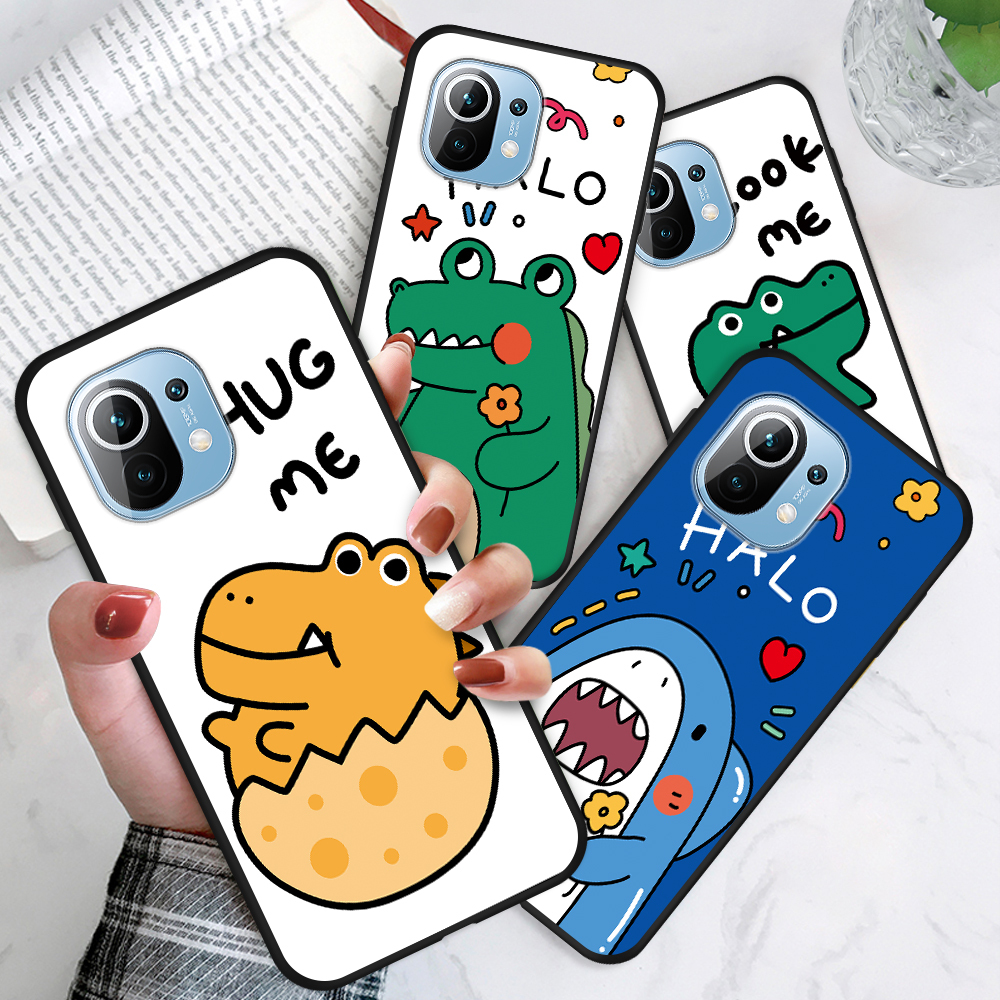 Xiaomi Mi A1 A2 A3 5X 6X 6 5S Pocophone F1 Lite Play Xiomi cho Cartoon Crocodile Dinosaur Shark Phone Case Shockproof Soft Casing Silicone Matte Cases Protective Cover Ốp lưng điện thoại