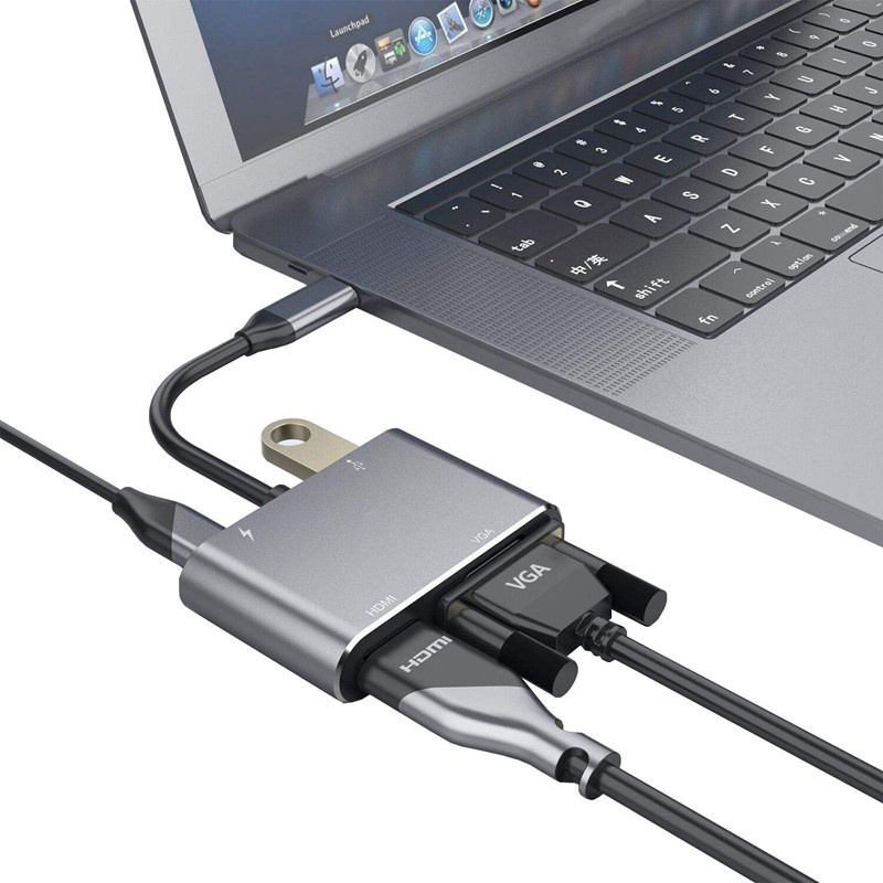Bộ Chuyển Đổi 4 Trong 1 Type C Sang Vga Hdmi Cho Pro / Macbook-Gray | BigBuy360 - bigbuy360.vn