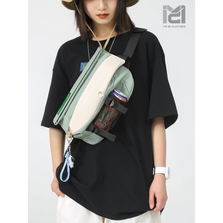 Túi đeo chéo ngực unisex nam nữ da pu cao cấp cá tính sắc màu thời trang thể thao chống nước 31x21x13