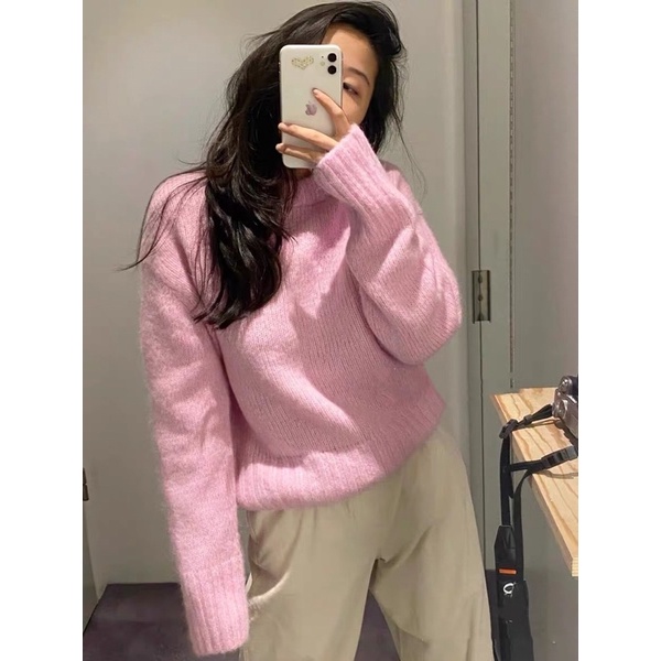 Áo Len Nhung H&M Authentic hồng nhạt gom sale