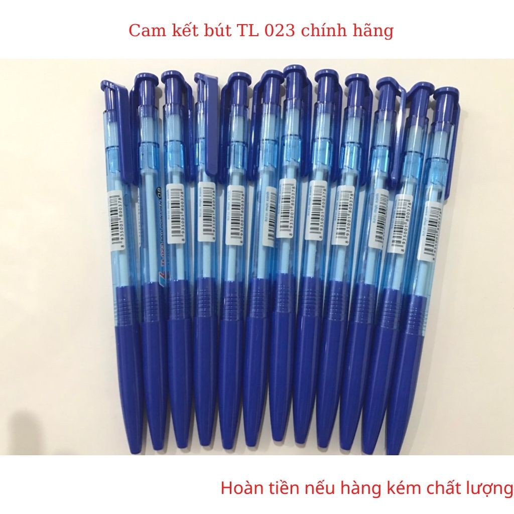 10 bút bi Thiên long 023/bút bi TL-023 ngòi 0,8mm, mực xanh, đen, đỏ chính hãng