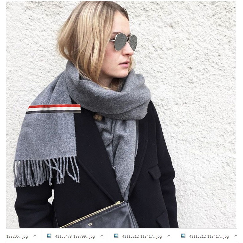 (ẢNH THẬT) KHĂN CỔ LEN DẠ THOM BROWNE