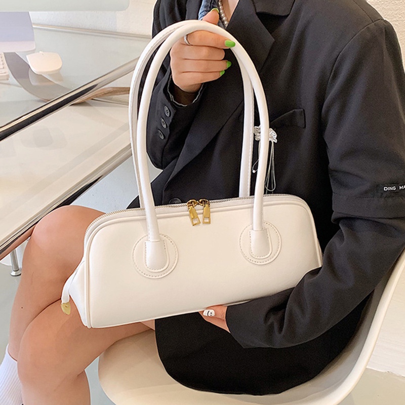 Túi đeo vai IELGY màu trơn phối khóa kéo kết cấu thời trang Pháp dễ phối đồ cho nữ