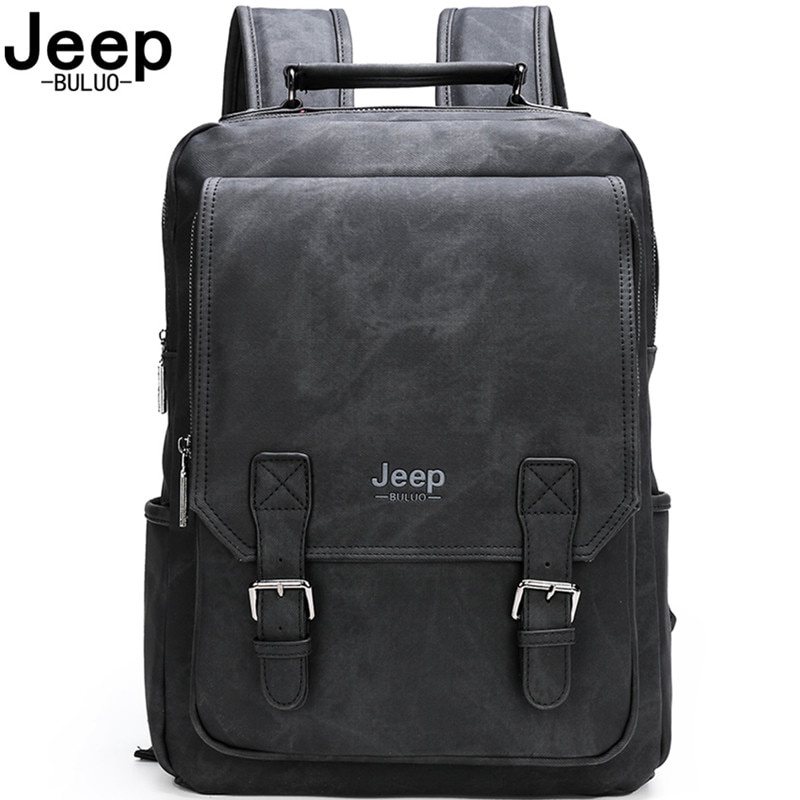 JEEP BULUO Jeep Ba Lô Da Họa Tiết Rằn Ri Kích Thước 15.6 "Dành Cho Nam