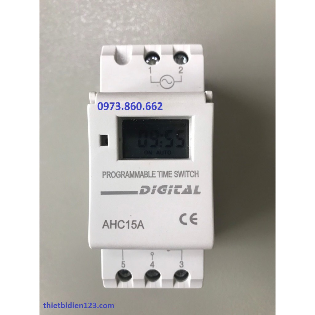 Hẹn giờ thời gian timer AHC 15A - Hẹn giờ điện tử cài thanh ray