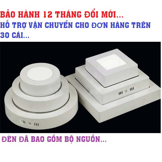 Đèn Ốp Trần LED Gắn Nổi 12W Vuông Tròn - bảo hành 12 tháng