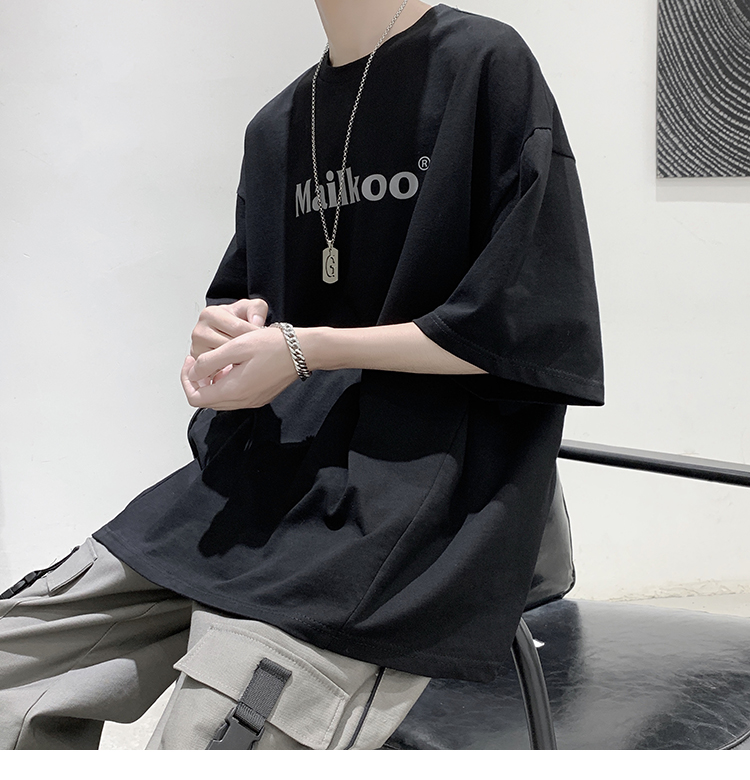 Áo thun ngắn tay in chữ phong cách thời trang Hàn Quốc trẻ trung cho nam