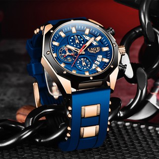 LIGE thời trang mới Đồng Hồ Nam chống nước Đồng hồ đeo tay thể thao silicon Với Lịch Chronograph Đồng hồ thạch anh + hộp