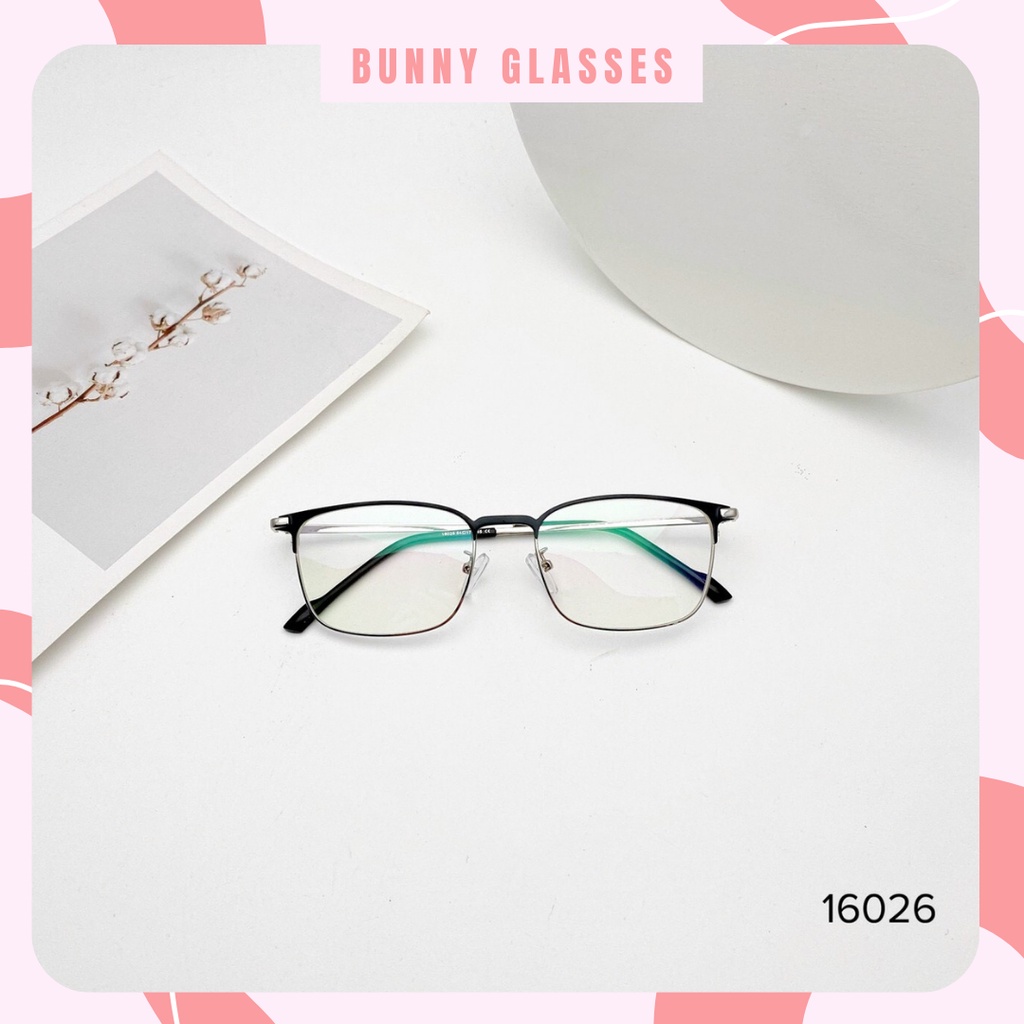 Gọng kính cận nam nữ Bunny mắt kính vuông gọng kính kim loại màu sắc thời trang 16026