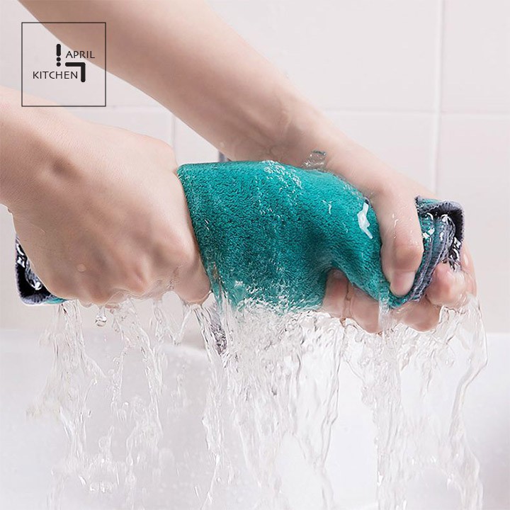 Khăn lau đa năng microfiber lau bếp bát dĩa thấm hút tốt loại to 25x25 KND01