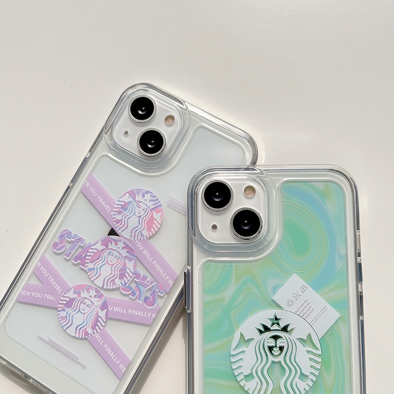Ốp Điện Thoại Trong Suốt In Hình Logo Starbucks Cho iPhone 13 12 11 Pro Max X XS XR 7 8 Plus