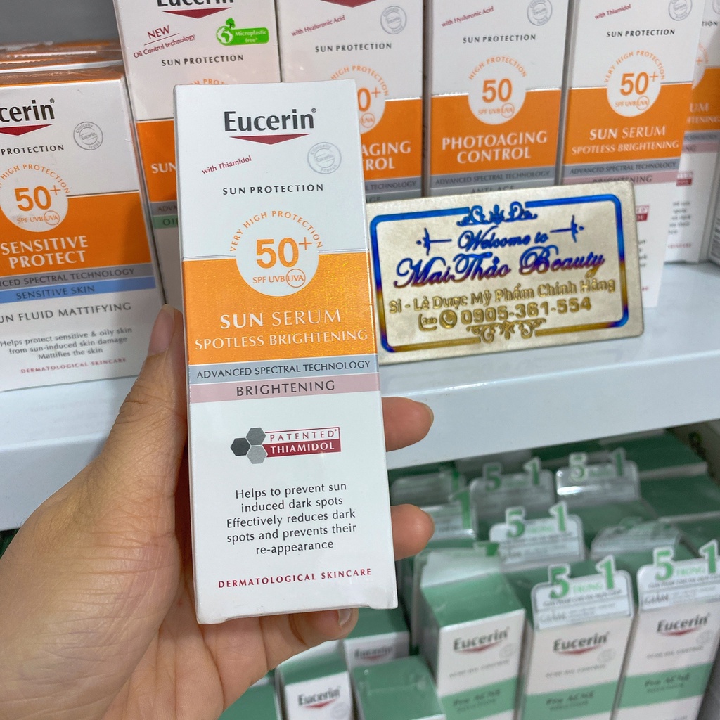 Eucerin Kem Chống Nắng Giúp Giảm Thâm Nám Và Dưỡng Trắng Da Sun Serum Double Whitening SPF50+ (50ml)