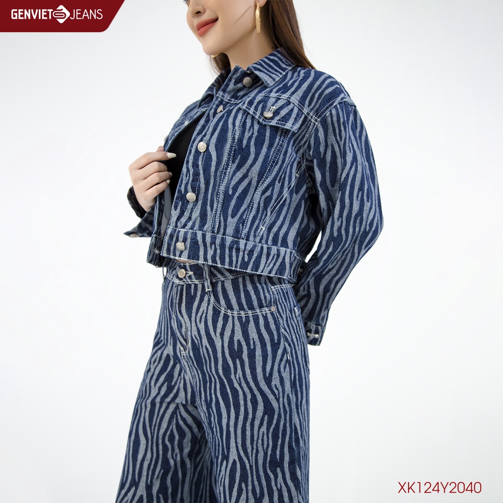 Áo Khoác Nữ Crop Top Oversize GENVIET XK124Y2040