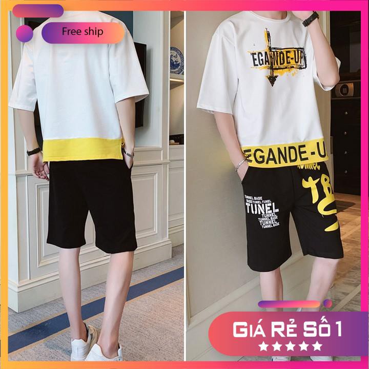 Bộ quần áo nam thể thao cộc tay mặc mùa hè in chữ UP chất thun cotton -  VIETCEN