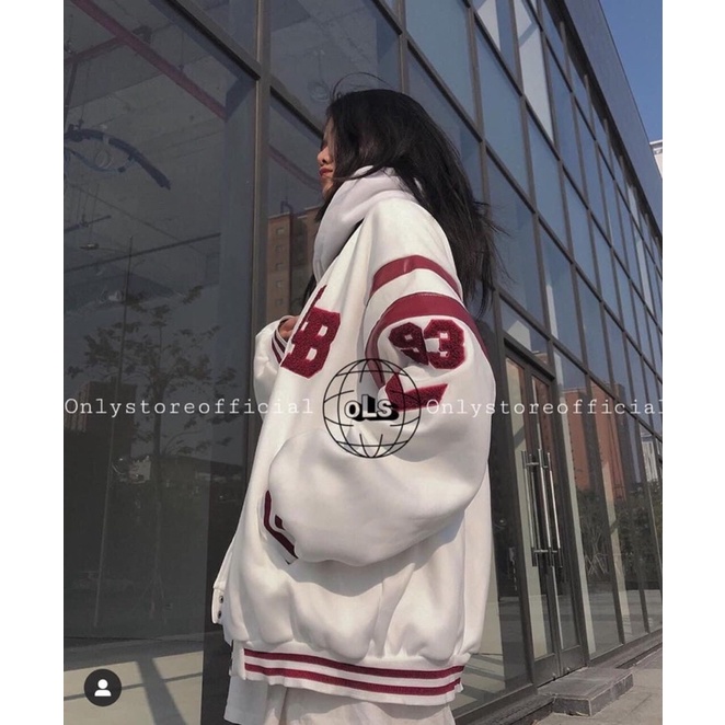 Áo khoác nỉ bomber bóng chày LB  Áo khoác ulzzang Hoddie sweater nam nữ form rộng thể thao  sale  freeship