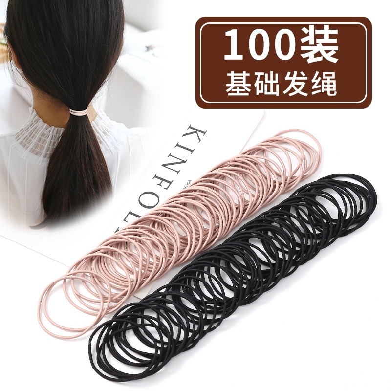 Bộ 100 Dây Thun Cột Tóc Co Giãn Nhiều Màu Sắc Dành Cho Nữ