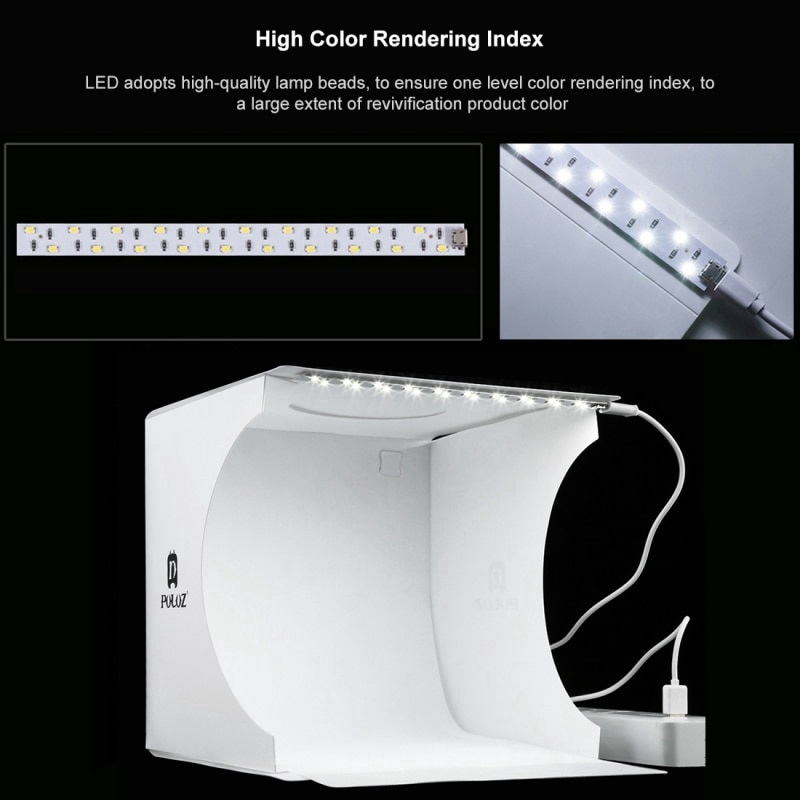 PULUZ 20 * 20cm 8 Mini Folding Studio Diffuse mềm Box hộp đèn Với LED Light Nhiếp ảnh nền Photo Studio hộp
