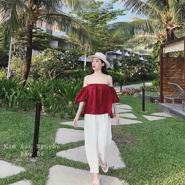 SET ÁO VOAN ĐỎ VÀ QUẦN ĐỦI TRẮNG