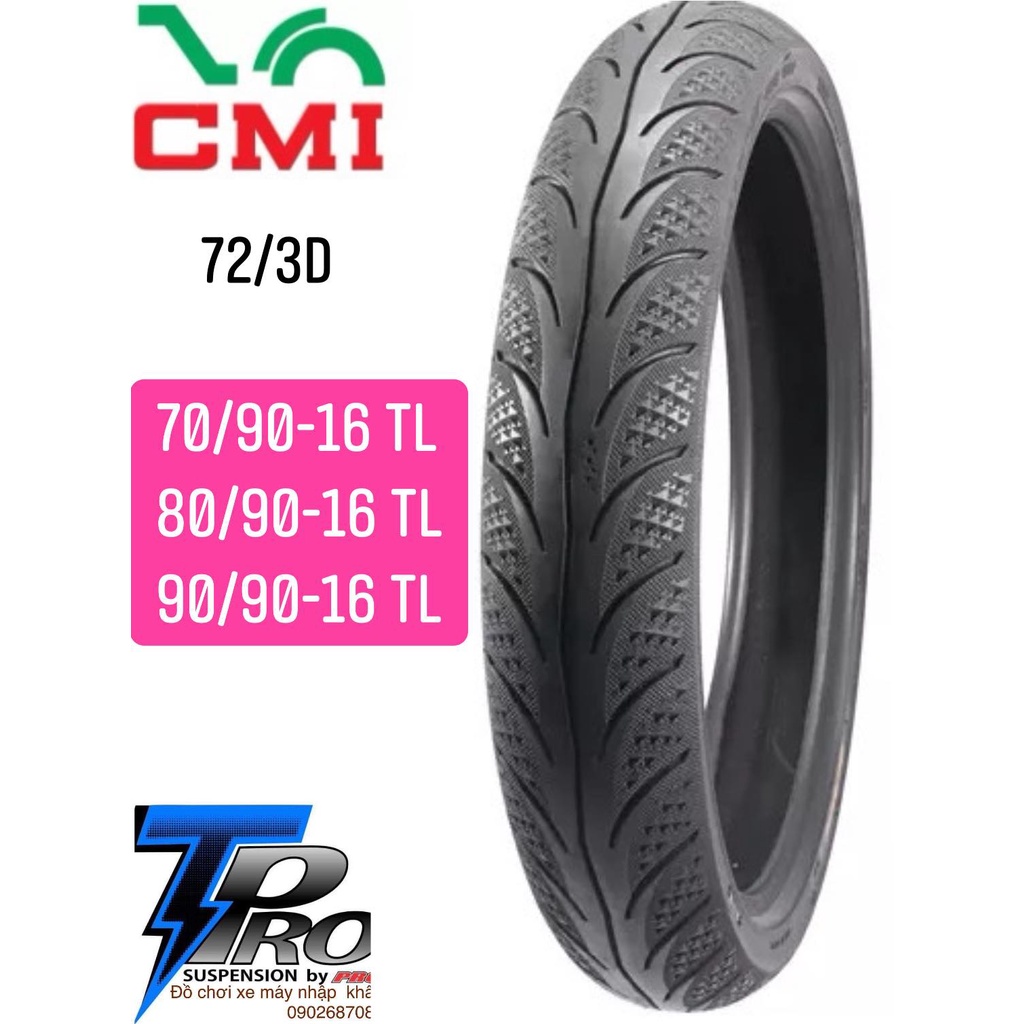 VỎ LỐP CMI_560/3D SH MODE CAO SU THIÊN NHIÊN ( LỐP KHÔNG RUỘT) 100/90-16 &amp; 90/90-16 CAMEL TIRE