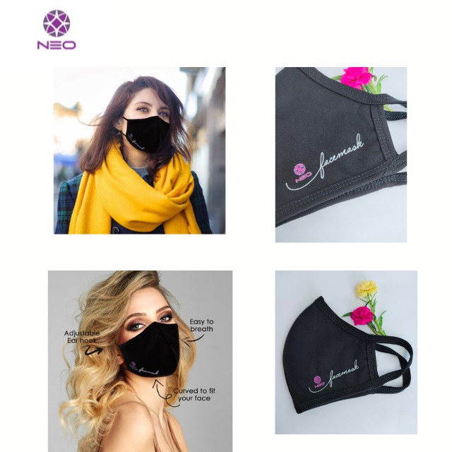 Khẩu Trang Vải Kháng Khuẩn Cản Bụi Chống Uv Chắn Bọt Giọt Bắn Màu Đen Trắng Xám | BigBuy360 - bigbuy360.vn