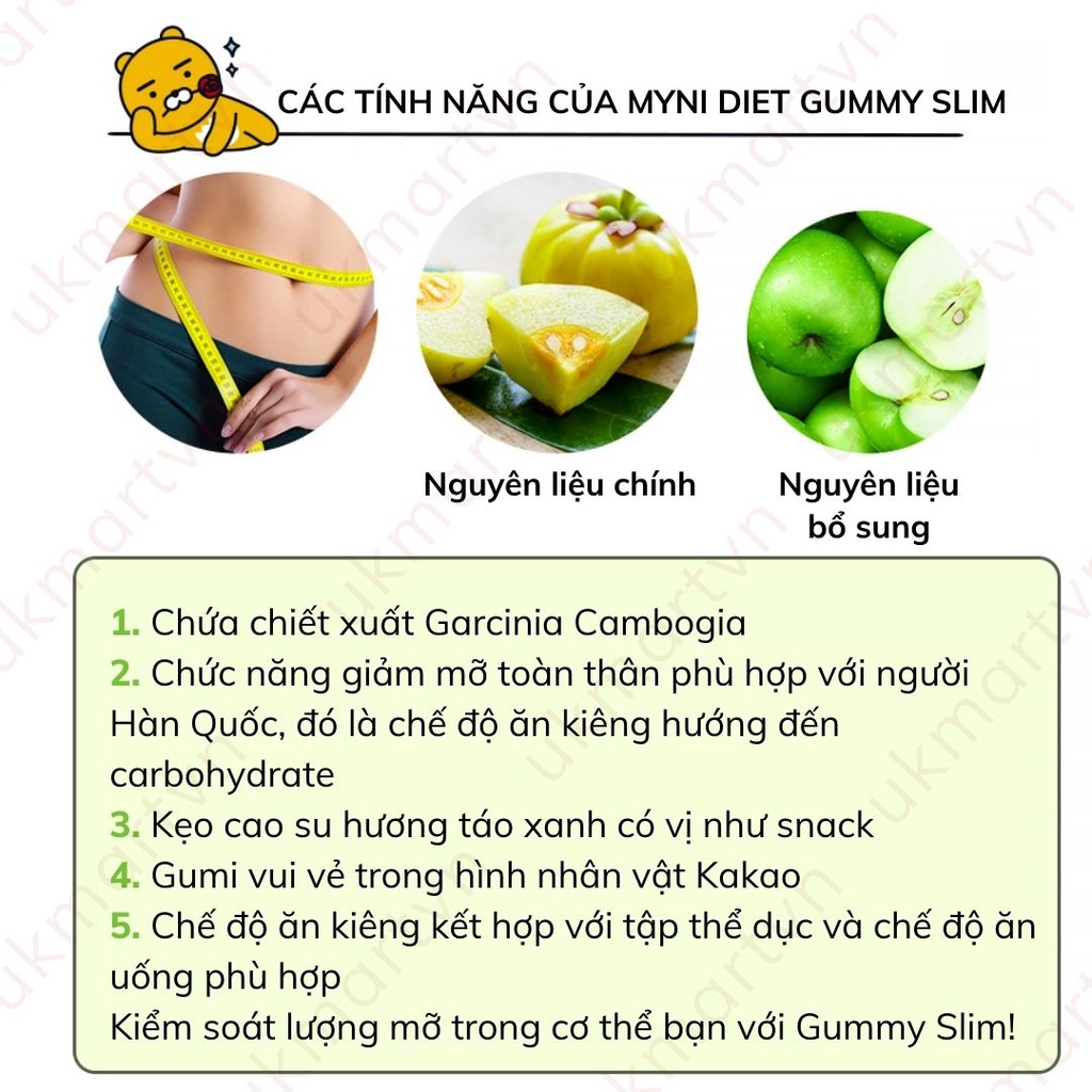 Kẹo Táo Kẹo Dẻo Giảm Cân Gummy Diet Diet Gummy Kẹo Gấu Giảm Cân 3gx12 Viên