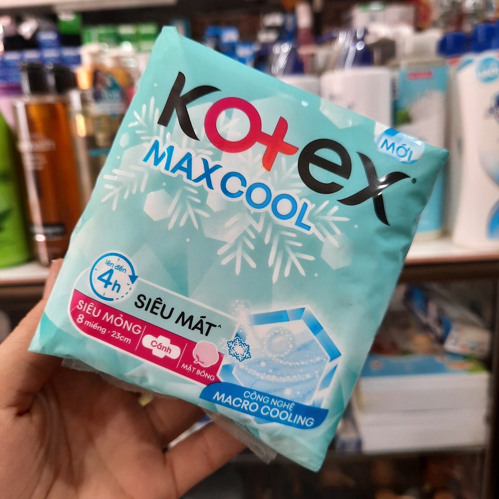 Băng Vệ Sinh Kotex Max Cool Siêu Mỏng Cánh 8 Miếng 23 Cm