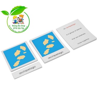 Thẻ học 3 phần các hình thái địa lý tạo thành từ đất nước - Land and Water Form Cards