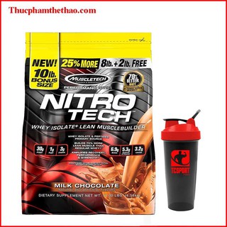 Sữa tăng cơ - nitro tech bịch 10lbs2 mùi socola, vani - kèm quà tặng - ảnh sản phẩm 2