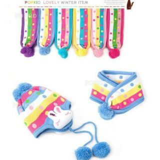 Set Nón len khăn len hình thỏ đáng yêu cho bé