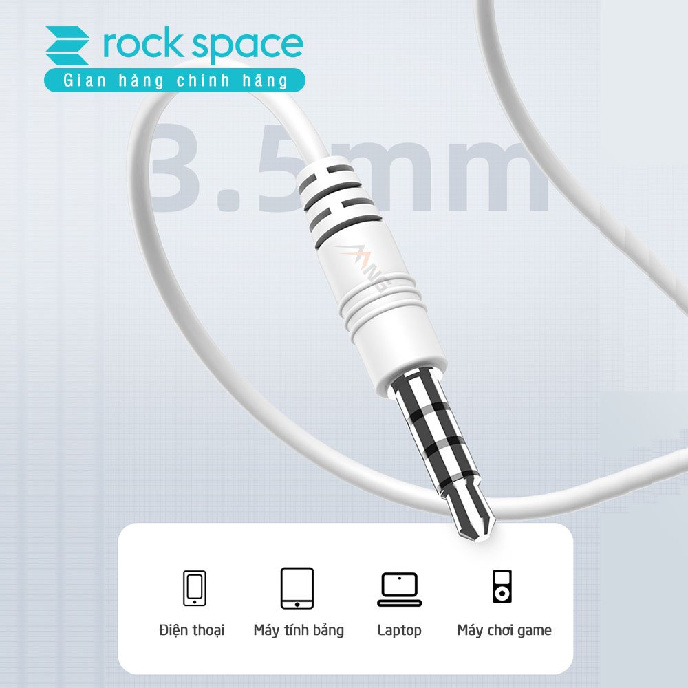 Tai nghe nhét tai có dây Rockspace ES05 cho iphone, samsung, Huawei, Vsmart, có mic, jack cắm 3.5 - Hàng chính hãng