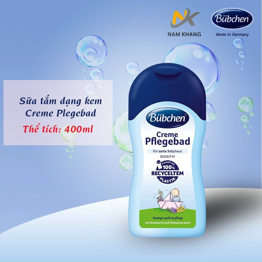 Sữa tắm dạng kem cho bé Bubchen Creme Pflegebad | Chính hãng Bubchen, Đức | Dung tích 400ml