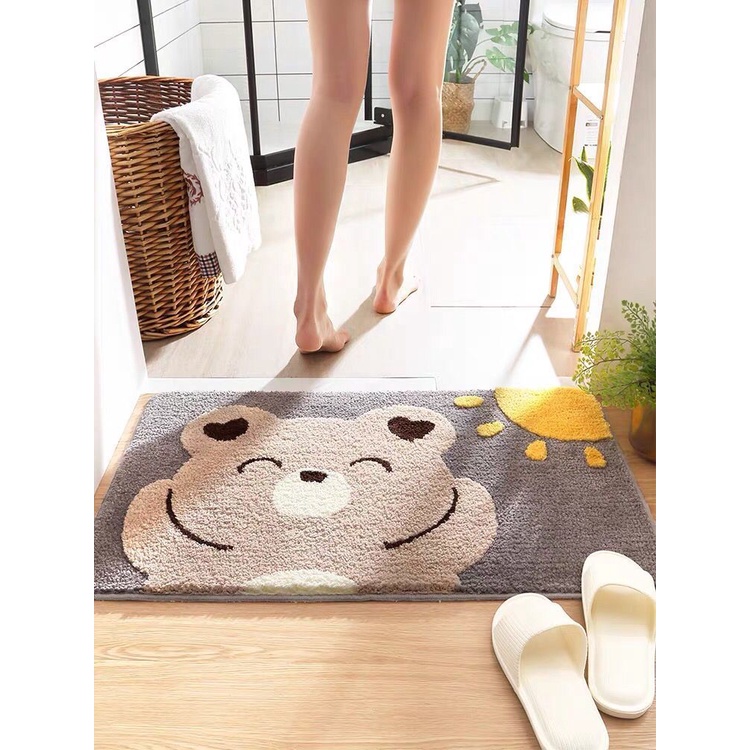 Thảm Trải Sàn Chống Trượt Phòng Tắm Giả Cashmere Thảm Phim Hoạt Hình Phòng Tắm Cửa Nhà Vệ Sinh Thấm Nước Thảm Trải Sàn Chống Bám Bẩn