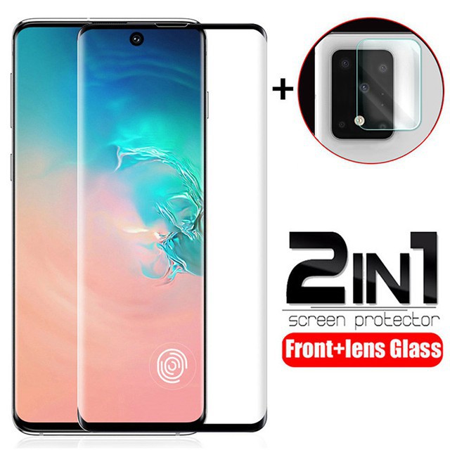Ốp Điện Thoại 2 Trong 1 + Kính Cường Lực Cho Samsung Galaxy S20 Ultra S10 Plus Lite A50 A51 A71 Note 10 Plus Note 20 Plus