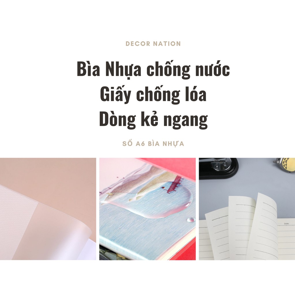 Sổ Tay A6 Planner | Bìa Nhựa Dẻo Trong Suốt | Dòng Kẻ Ngang