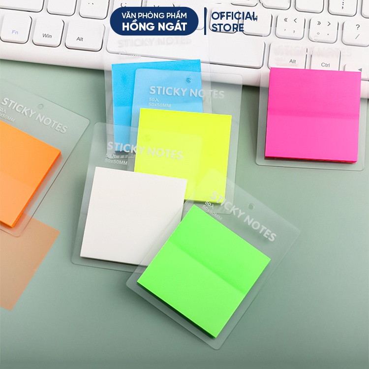 Giấy note trong suốt nhiều màu, giấy ghi nhớ dễ thương cute nhỏ gọn 50 tờ đồ dùng học tập văn phòng phẩm GN09
