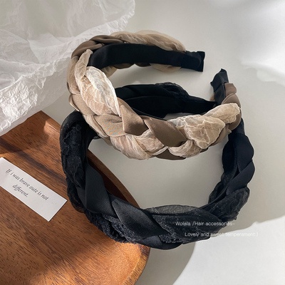 Băng Đô Cài Tóc Phối Ren Màu Đen Phong Cách Hàn Quốc Cho Nữ