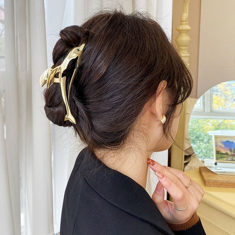 Kẹp Tóc Kim Loại Hình Cá Heo Dễ Thương Cho Nữ