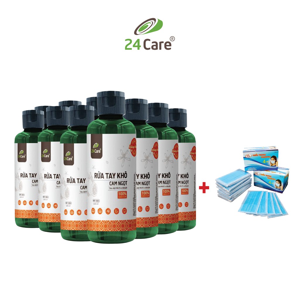 Combo 10 chai nước rửa tay khô cao cấp 24Care (100ml/chai)