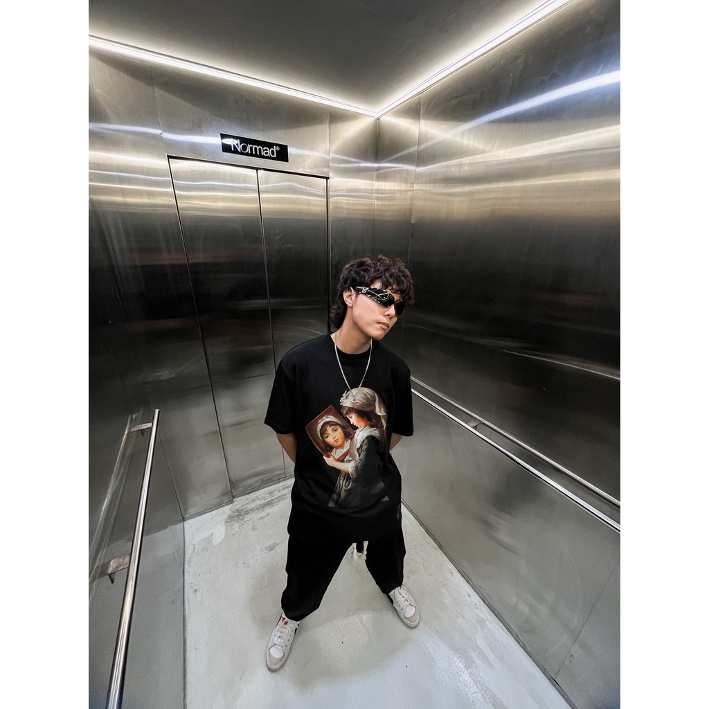 Áo thun unisex nam nữ baby face form rộng tay lỡ màu đen teeholic - áo thun em bé tranh sơn dầu gothic ths local brand