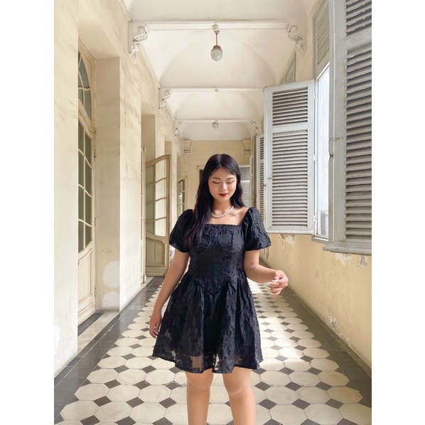 Đầm voan hoa nổi bigsize LÉNA