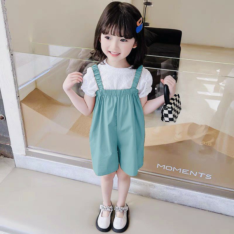 Set bộ quần yếm thô áo cotton cho bé, set đồ bé gái hot 2022