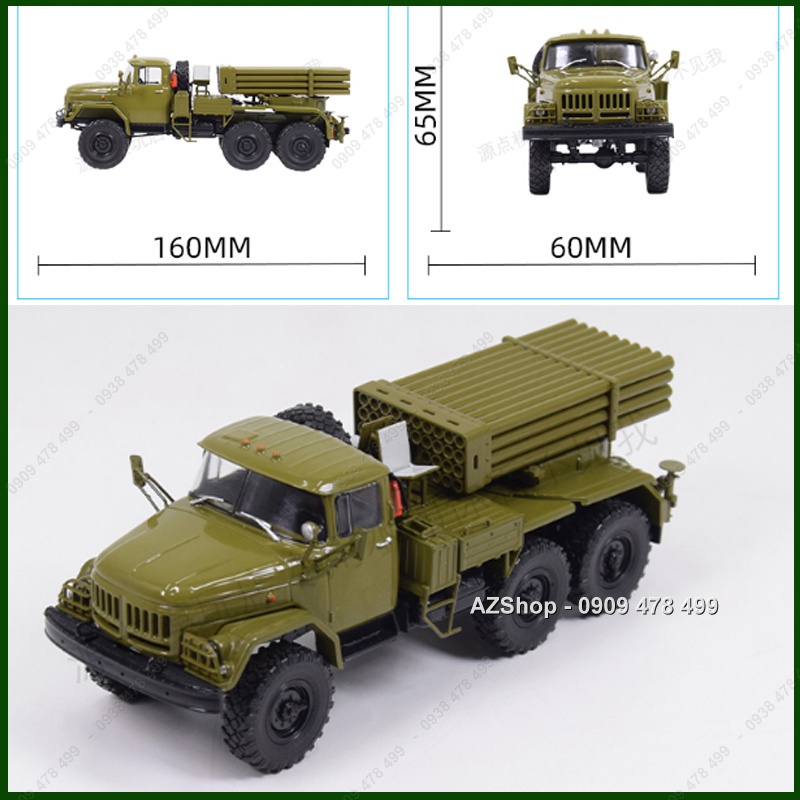 Mô Hình Chi Tiết Xe Tải ZIL 131 Pháo Loạt GRAD BM21 kiểu Kachiusa - Tỉ Lệ 1:43