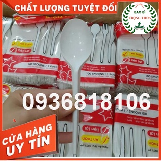 Muỗng nhựa trắng cao cấp 1 gói 100 cái