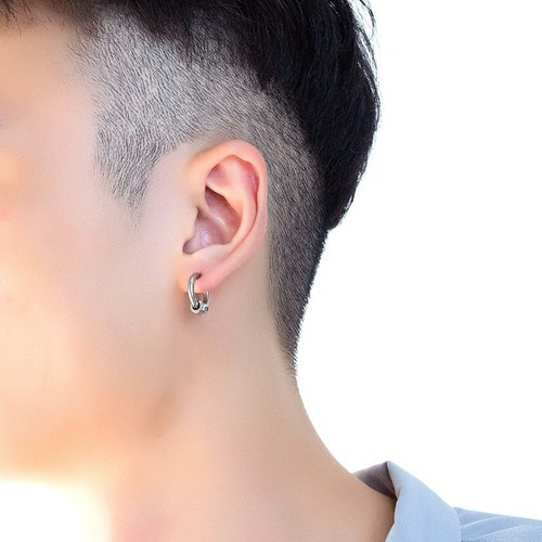 Bông Tai Nam KPOP Khoen Tròn Titan Không Đen TT 2270