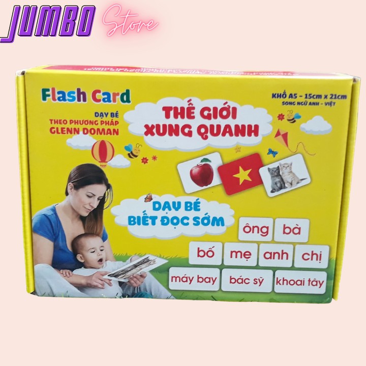 Thẻ học thông minh size lớn nhất A5 15x21 cm kết hợp dạy trẻ đọc sớm 2 trong 1 Jumbo