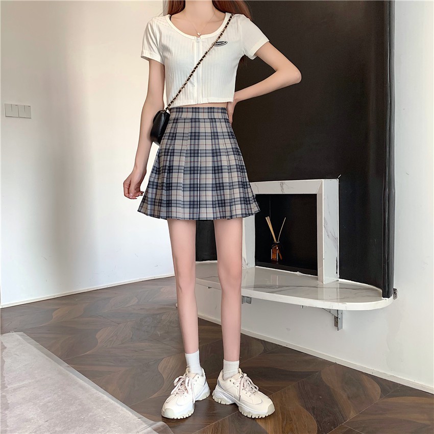 Chân Váy Ngắn Xiaozhainv Dáng Chữ A Lưng Cao Kẻ Sọc Kiểu Vintage Xinh Xắn Cho Nữ | BigBuy360 - bigbuy360.vn