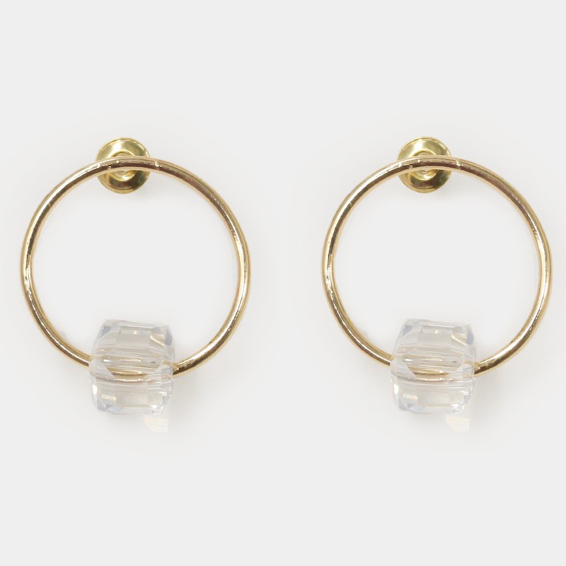 Khuyên Tai Hình Vuông Đính Đá Pha Lê Nhân Tạo Phong Cách Hàn Quốc