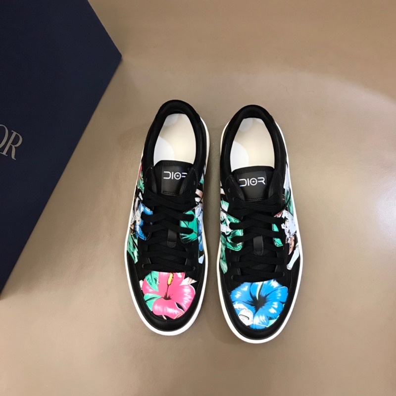 Giày thể thao nam cổ thấp hoạ tiết hoa lá thương hiệu Dior CD da thật cao cấp